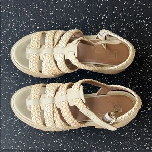 Beige Braided Sandals